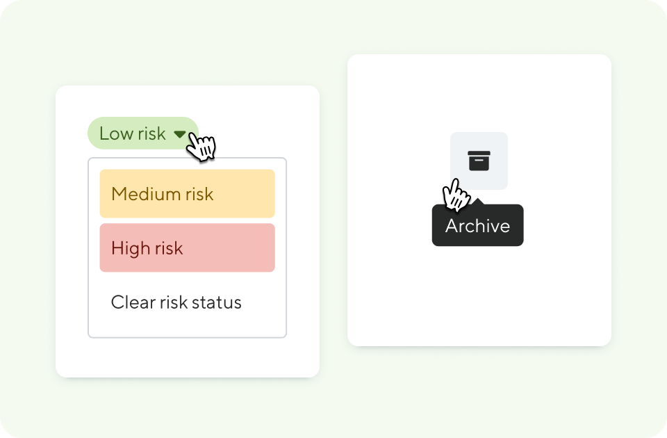 Objective Status and Archive Graphical representations of our new RAG status and ability to archive Objectives in ProductPlan